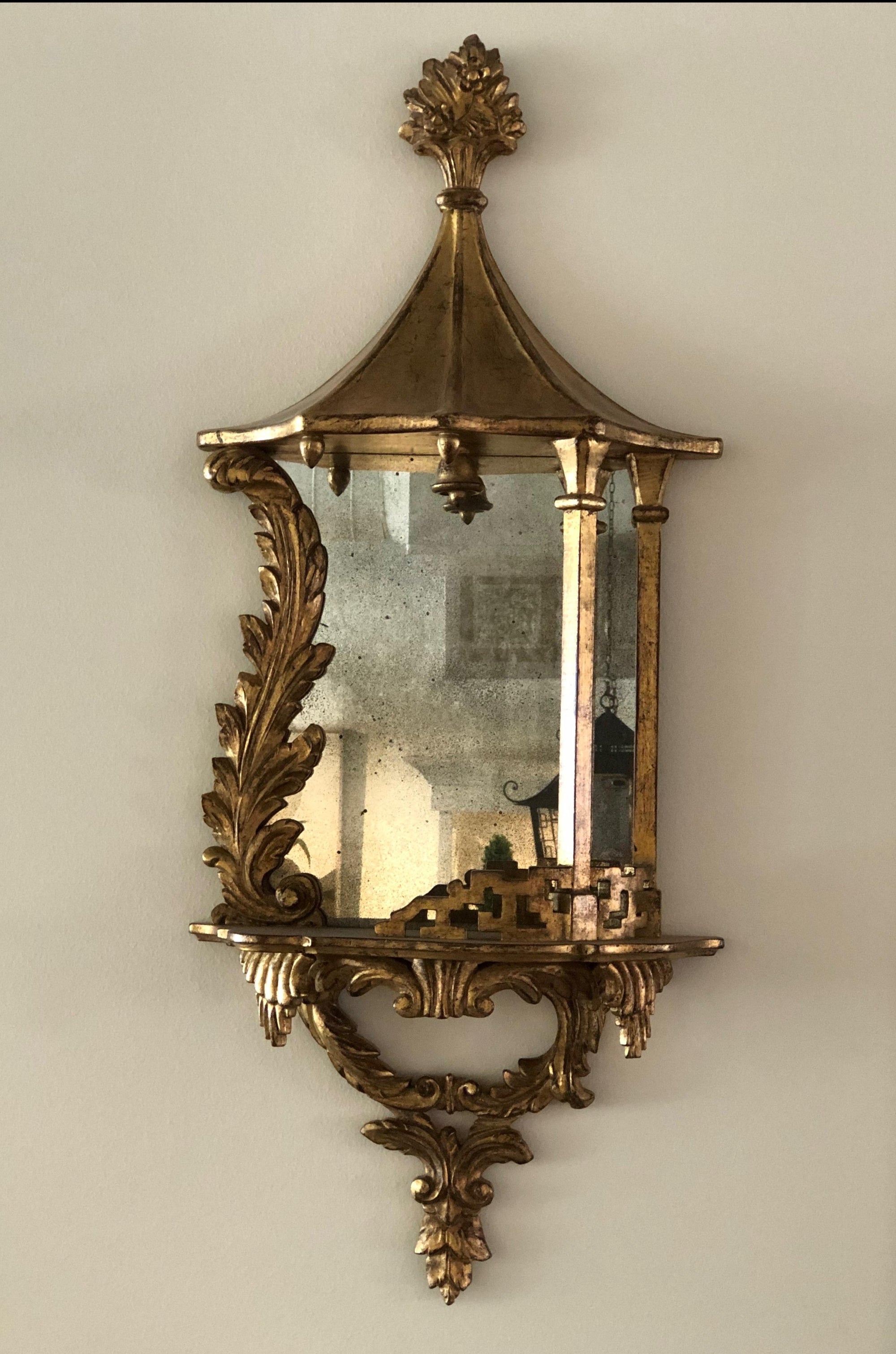 Pair Venetian Gilt and Mirrored Sconces